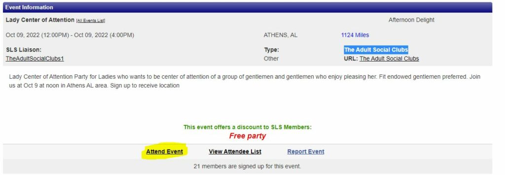 Alabama swinger group Adult Social Clubs