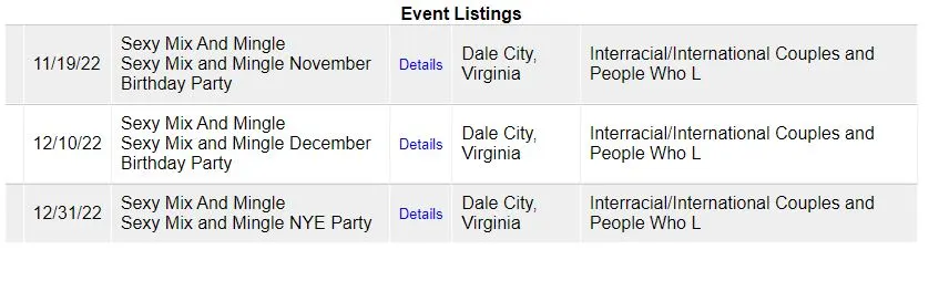 Virginia swinger group event list