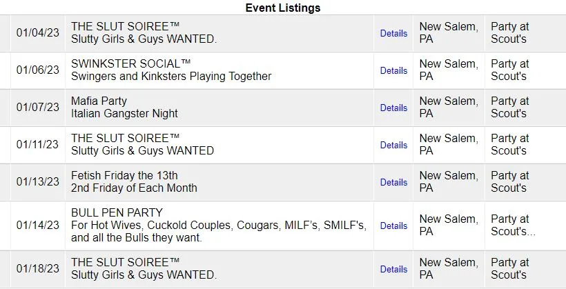 Party at Scouts event listing